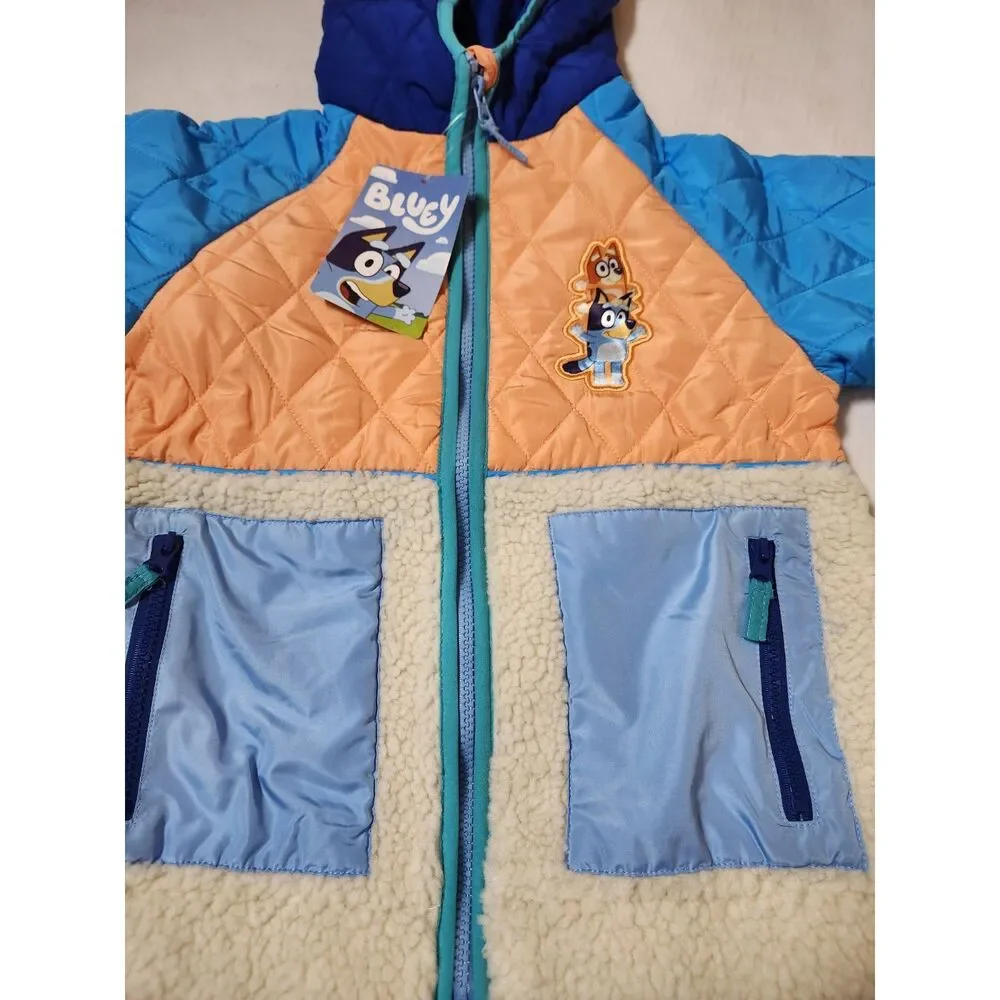 Bluey Girls Quilted Hooded Jacket Size 6/7